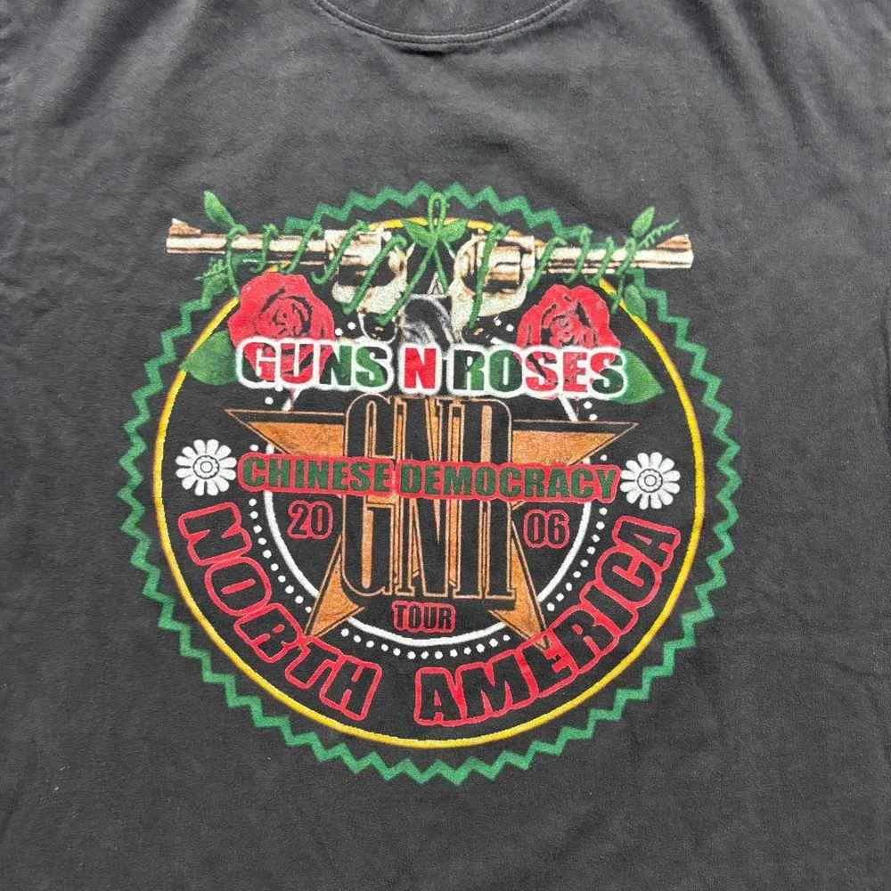 Vintage 2006 Guns N Roses Rock Band Chinese Democracy Black Tour T-Shirt Large